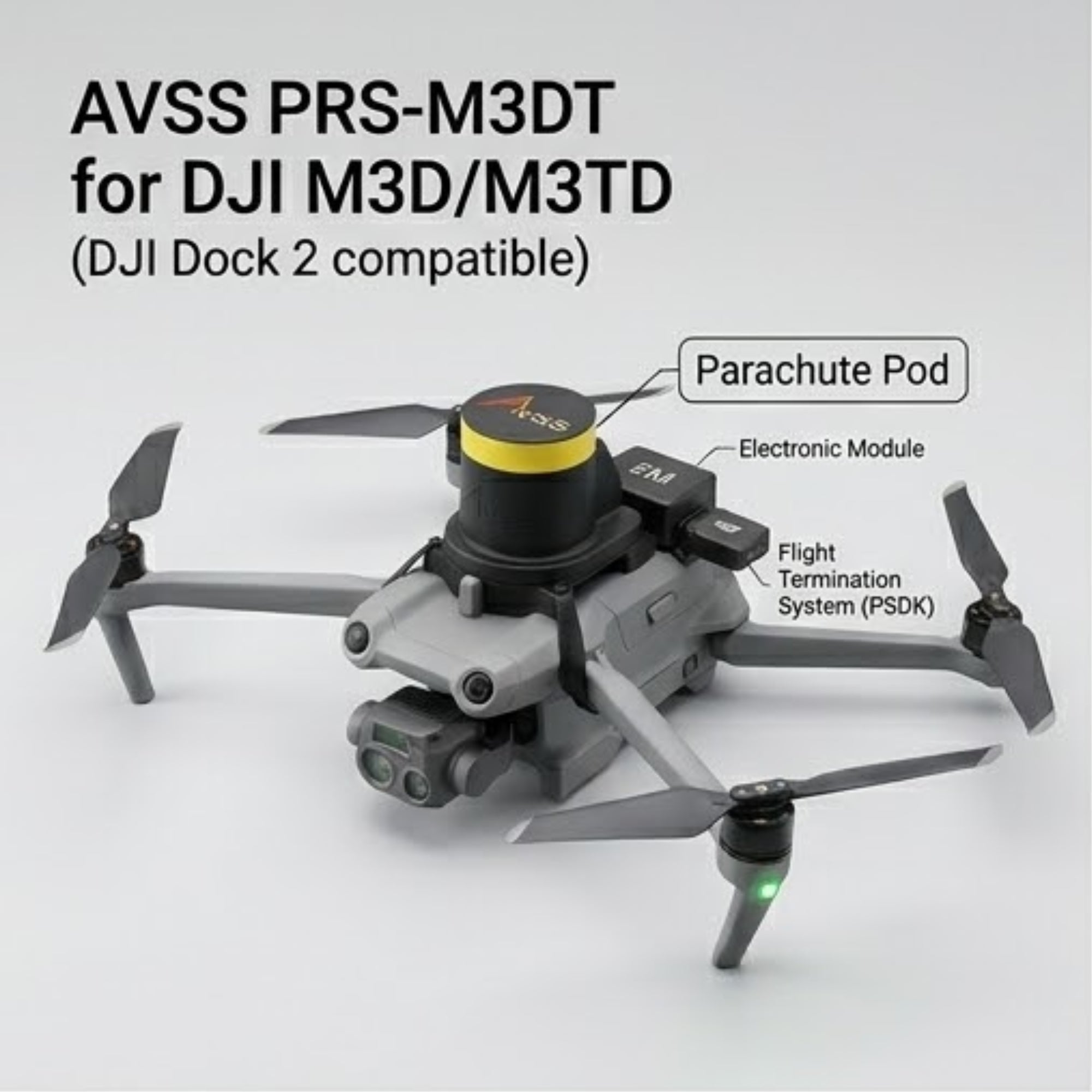 AVSS PRS-M3DT Drone Parachute - FAA Safety System for DJI Dock 2 M3D/M3TD