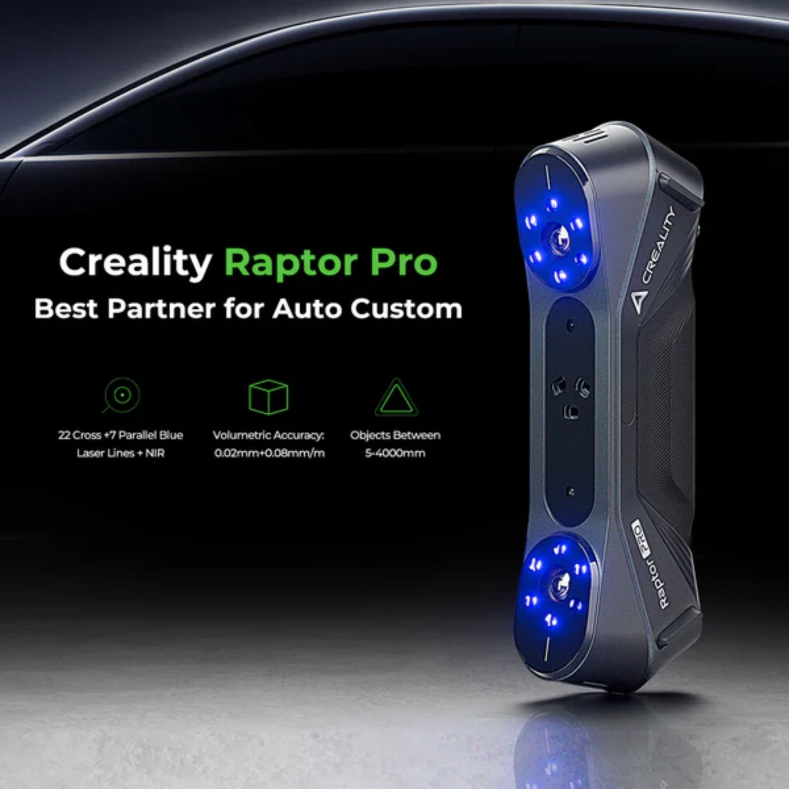 Creality Raptor Pro 3D Scanner 0.02mm Automotive Engineering High Speed Laser Scan Use