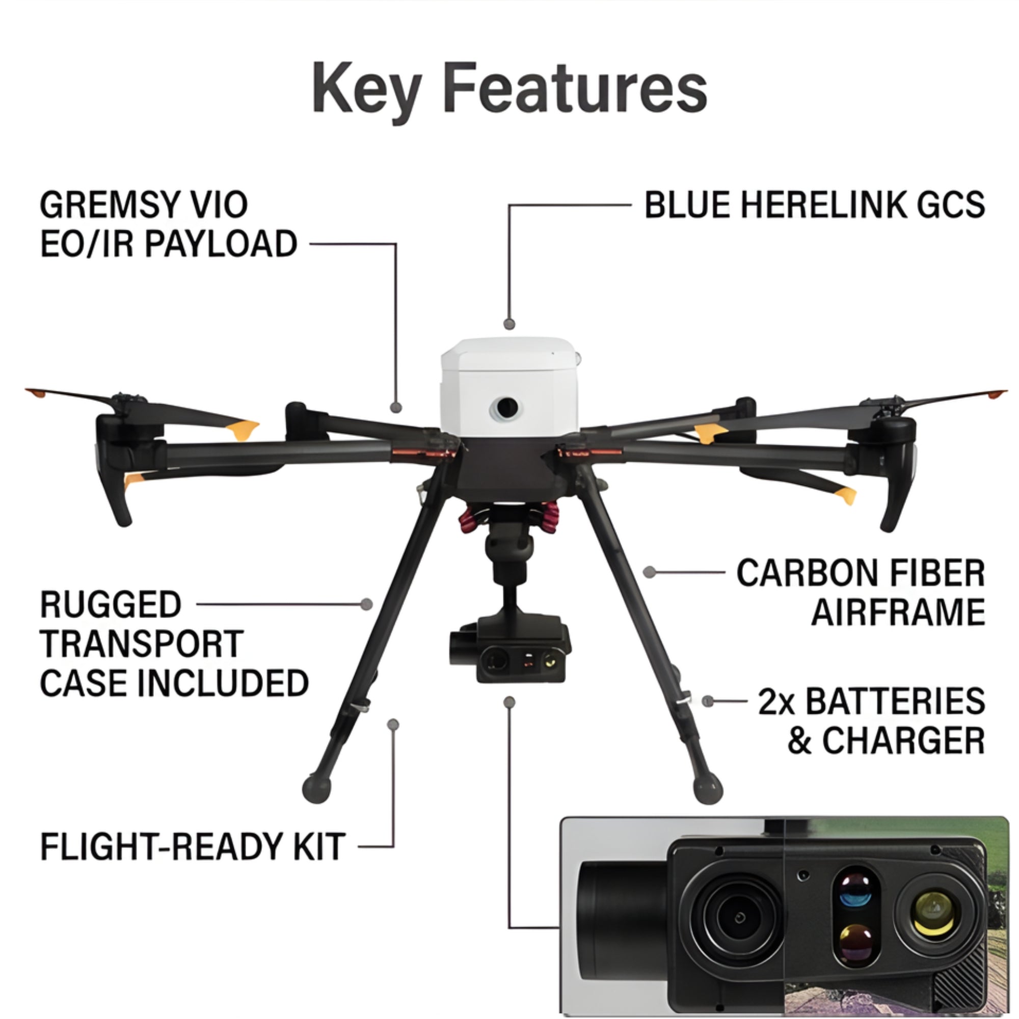 IF800 Quadcopter Drone Bundle with Blue Herelink Ground Control & EO/IR Payload Camera