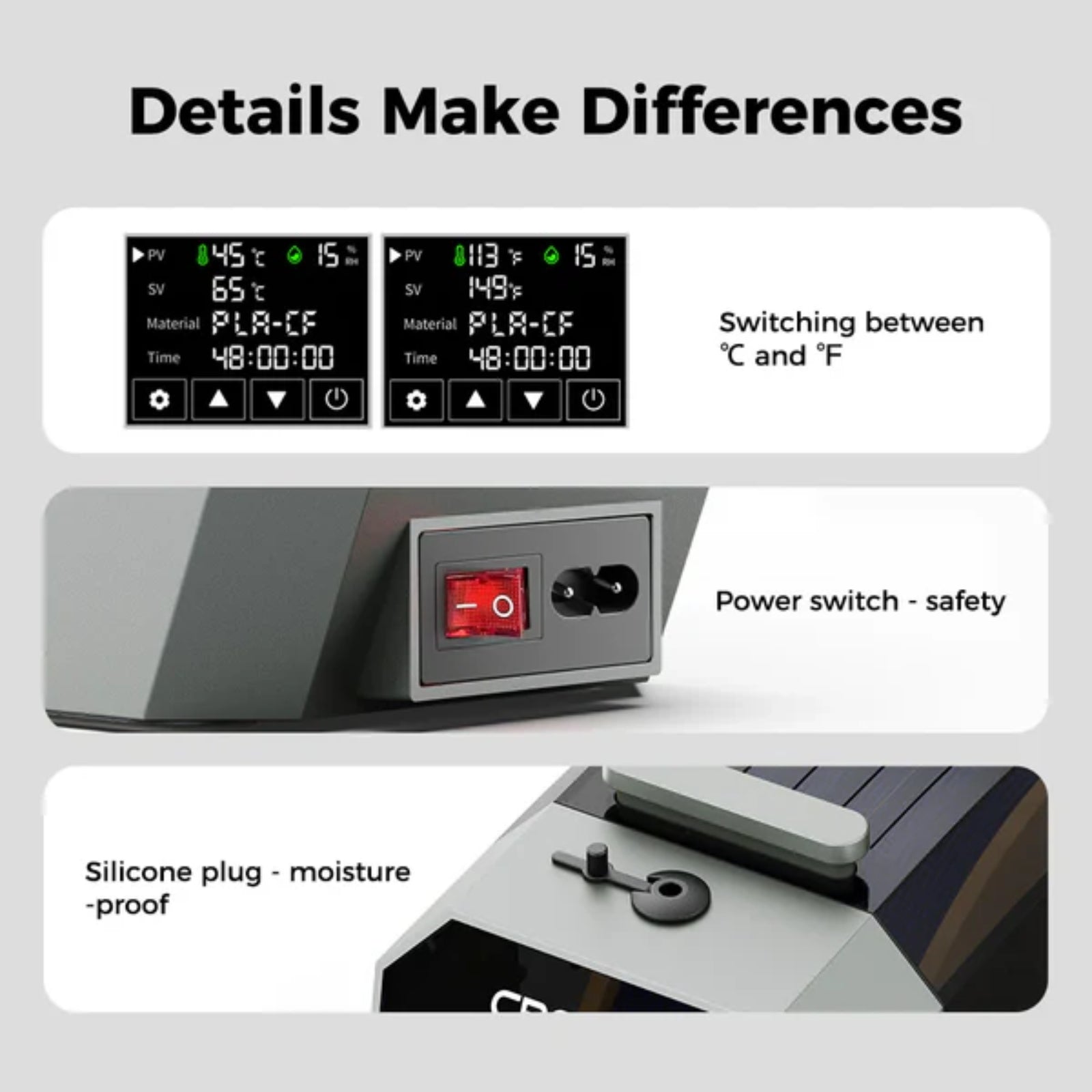 Creality Space Pi Filament Dryer 360° Hot Air LCD Touch Moisture Storage Box 3D Accessory