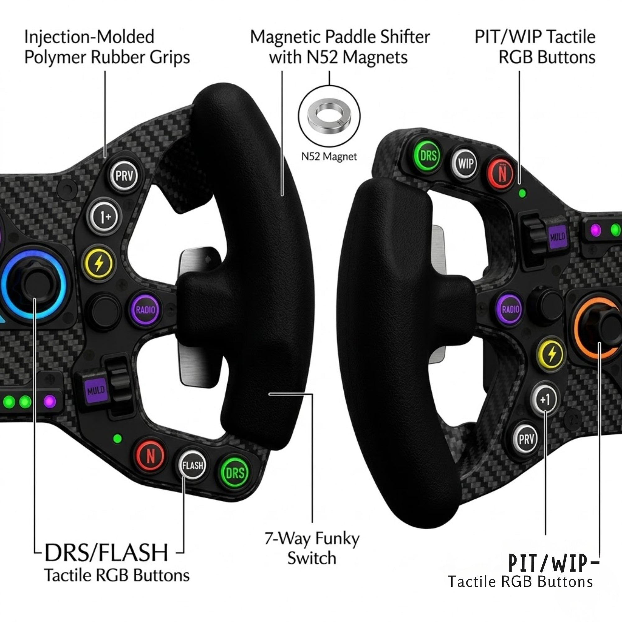 FW1R Formula Wheel 1 Pro Sim Racing Carbon Fiber RGB Esports Wheel V1.0