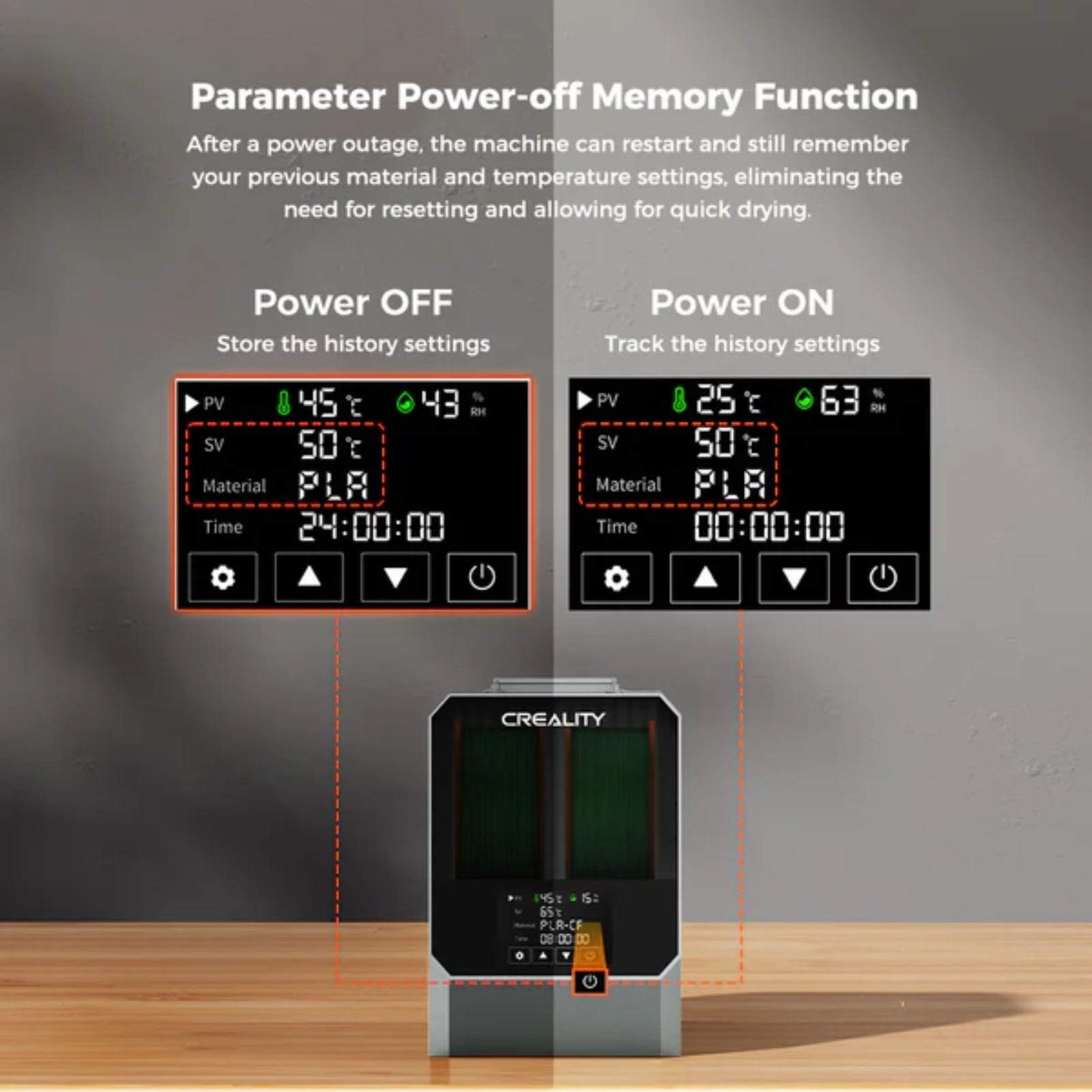 Creality Space Pi Dryer Plus Dual Spool Filament Dryer 360° Hot Air LCD Touch Moisture Control Presets