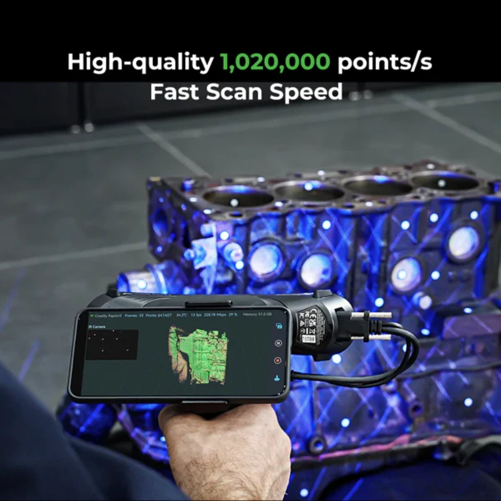 Creality Raptor Pro 3D Scanner 0.02mm Automotive Engineering High Speed Laser Scan Use