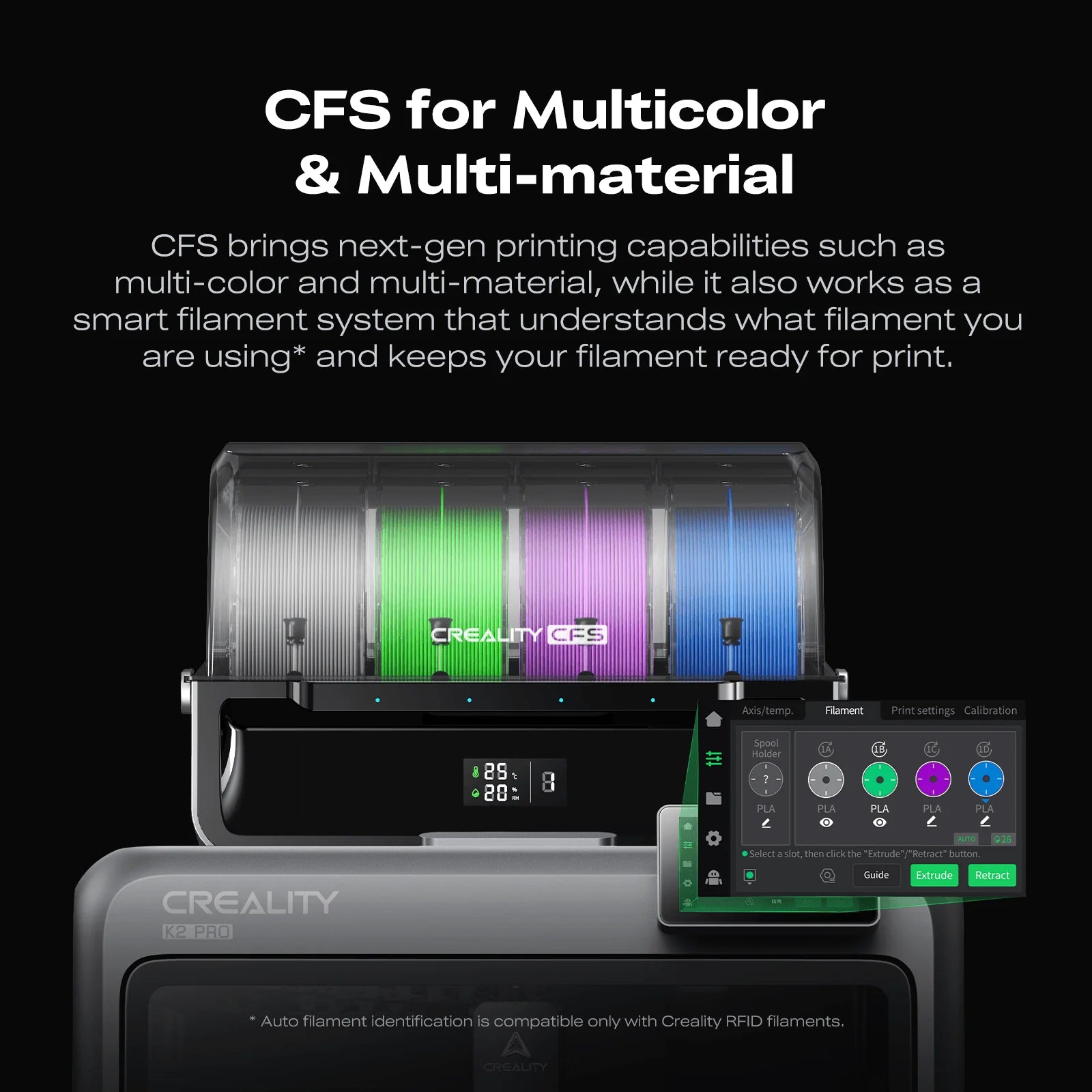 Creality K2 Pro Enclosed 3D Printer 16 Color CFS Multi Material 300mm Build Auto Print Professional Use