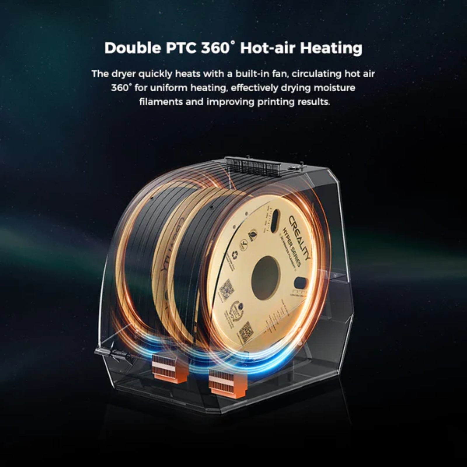 Creality Space Pi Dryer Plus Dual Spool Filament Dryer 360° Hot Air LCD Touch Moisture Control Presets