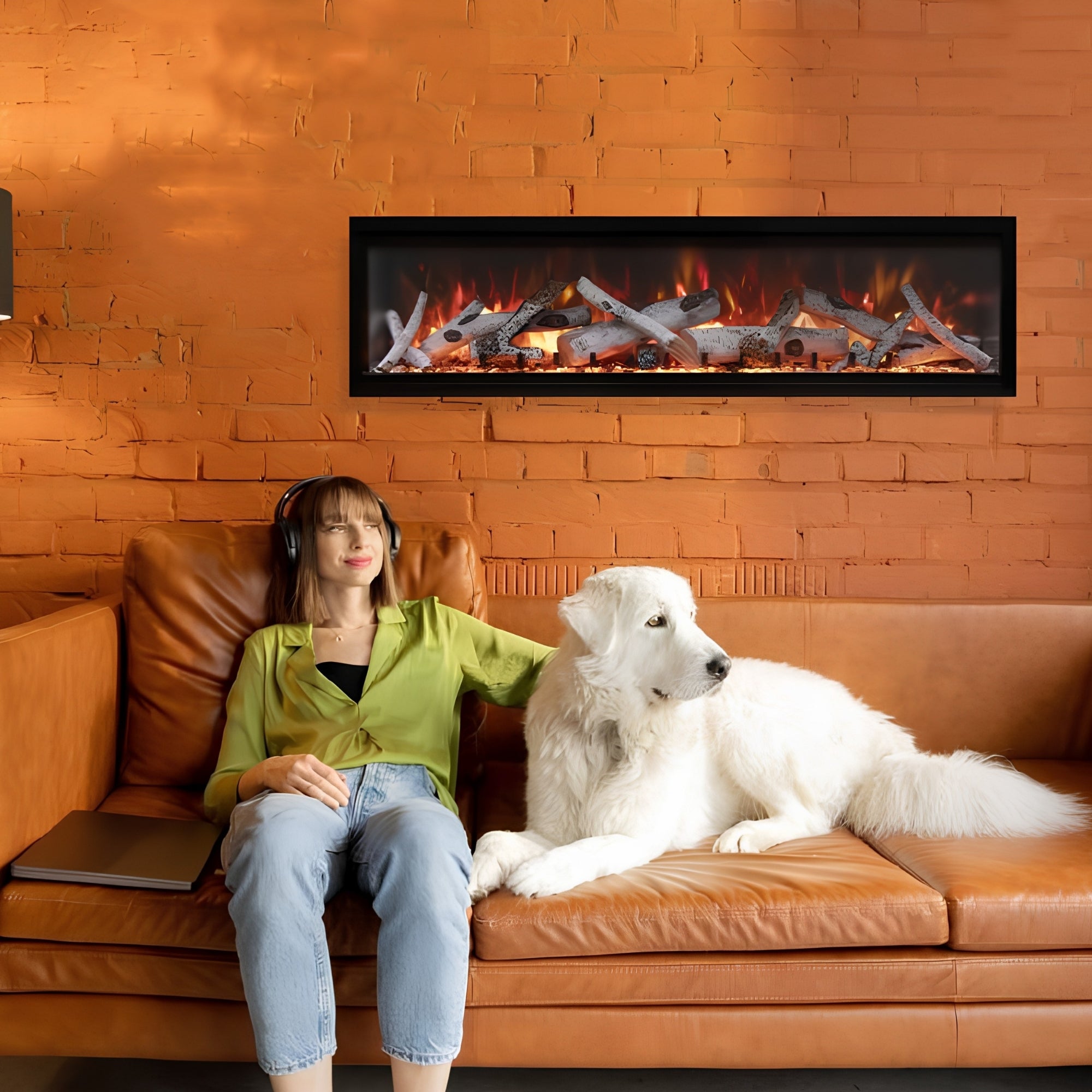 Symmetry Bespoke Smart Electric Fireplace: Indoor/Outdoor Built-in Wall Mounted Heater with WiFi, Bluetooth & Remote Control